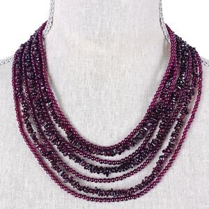 Jay King DTR Garnet Gemstone Multi Strand Sterling Silver Beaded Necklace Signed